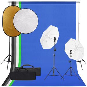 vidaXL fotostudijas komplekts &ndash; gaismas, fons, reflektors