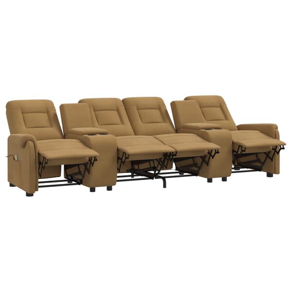 vidaXL četrvietīgs masāžas krēsls ar glāžu turētāju, pelēkbrūns