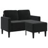 vidaXL divvietīgs dīvāns ar &scaron;ezlongu, L-veida, melns, 125 cm, samts