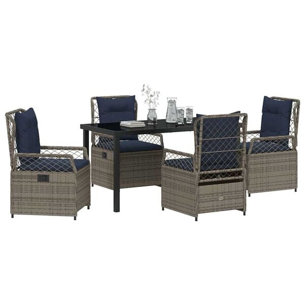 vidaXL Dārza ēdamgalds 5 pcs Pelēka poliratāns