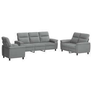 vidaXL Dīvānu komplekts 3 pcs Gai&scaron;i pelēka Audums