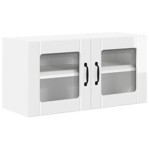 vidaXL Sienas stikla skapis LUCCA Spīdīgi balts 80 x 31 x 40 cm