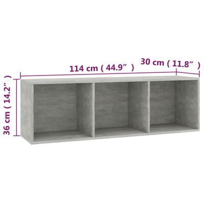 vidaXL grāmatu plaukts, 36x30x114 cm, betona pelēks, skaidu plāksne