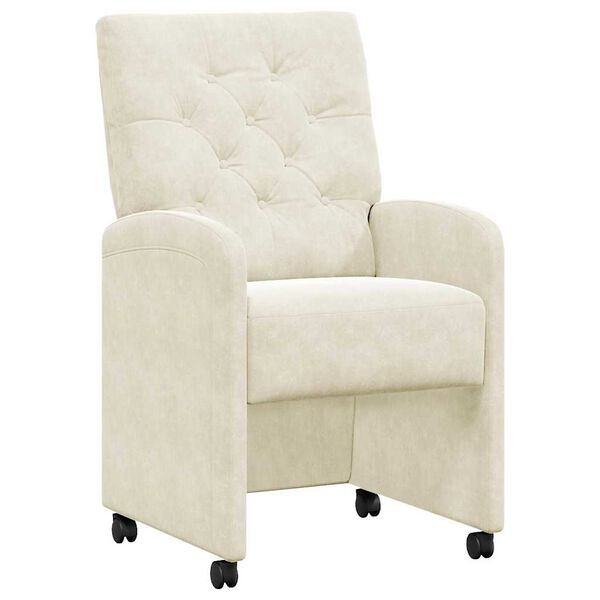 vidaXL Ēdamgalda krēsli ar ritenīšiem 2 pcs Krēmkrāsa 58 x 67 x 97 cm