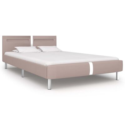 vidaXL gultas rāmis ar LED, kapučīno krāsas mākslīgā āda, 120x200 cm