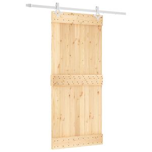 vidaXL Slīdo&scaron;ās durvis 90 x 210 cm Cieta priedes koks (neapstrādāts)