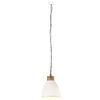 vidaXL griestu lampa, industriāla, balta, dzelzs, koks, 35 cm, E27