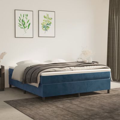 vidaXL gultas rāmis, tumši zils, 160x200 cm, samts