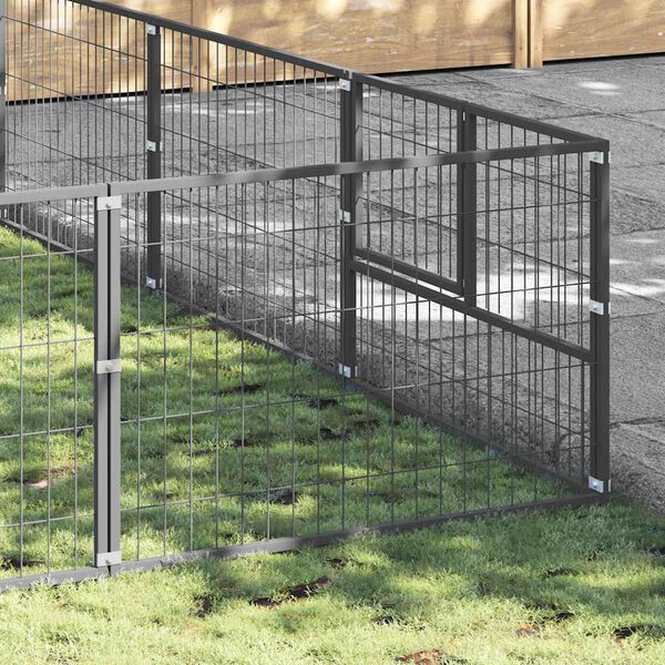 vidaXL suņu voljērs, sudraba krāsa, 36 m&sup2;, tērauds