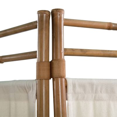vidaXL istabas aizslietnis, 5 paneļi, 200 cm, bambuss un audekls