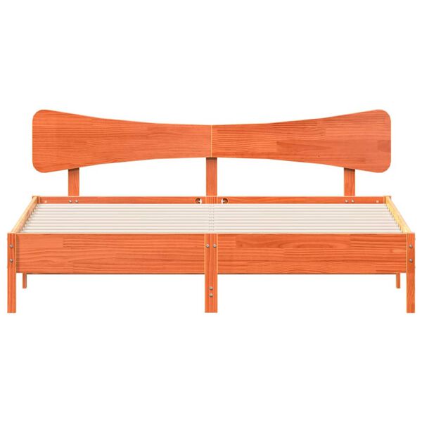 vidaXL gulta bez matrača, vaska brūnas, 180x200 cm, priedes masīvkoks