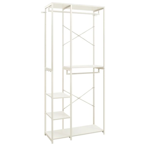 vidaXL drēbju plaukts, balts, 90x40x213 cm, metāls, skaidu plāksne