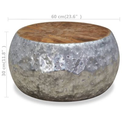 vidaXL kafijas galdiņš, 60x60x30 cm, alumīnijs, tīkkoks