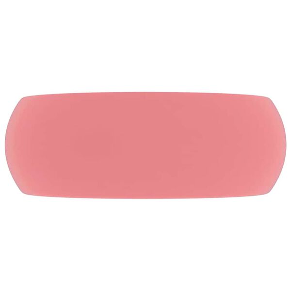 vidaXL izlietne, apaļa, 40x15 cm, matēta rozā keramika