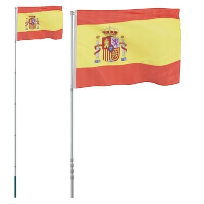 vidaXL Spānijas karogs un masts, 5,55 m, alumīnijs