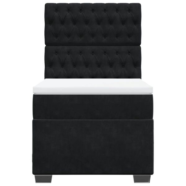 vidaXL atsperu gulta ar matraci, melna samts, 80x200 cm