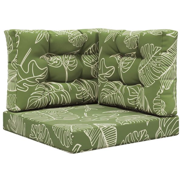 vidaXL Āra dīvāna spilvens 3 pcs Lapu dizains Poliesters