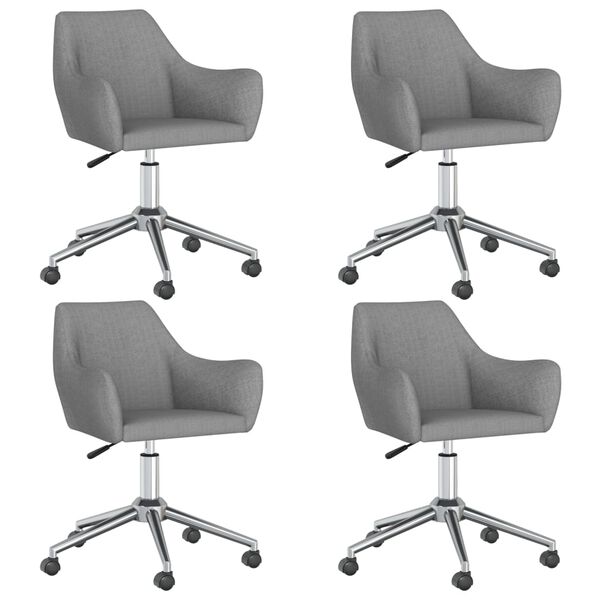 vidaXL grozāmi virtuves krēsli, 4 gab., gai&scaron;i pelēks audums