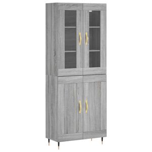 vidaXL augstais skapis, pelēks, 69,5x34x180 cm, inženierijas koks