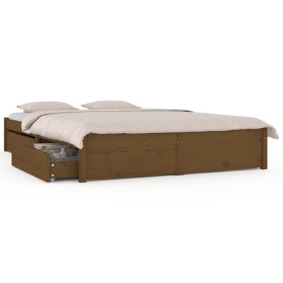 vidaXL gultas rāmis ar atvilktnēm, medus brūns, 150x200 cm, divvietīgs