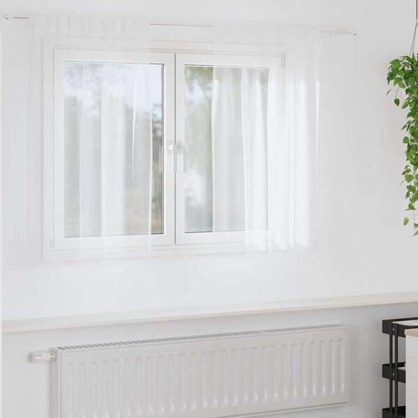 vidaXL Voile aizkaris ar aizkariem 2 pcs Balts 140 x 140 cm Poliesters