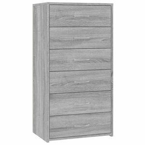 vidaXL kumode ar 6 atvilktnēm, pelēcīga, 50x34x96cm, inženierijas koks