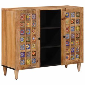 vidaXL Puse ar plauktu Dabiska 90 x 33 x 75 cm Cieta mango koksne