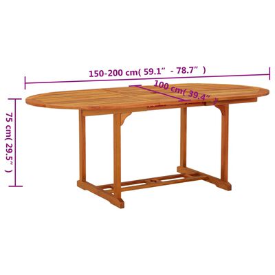vidaXL dārza galds, 200x100x75 cm, eikalipta masīvkoks
