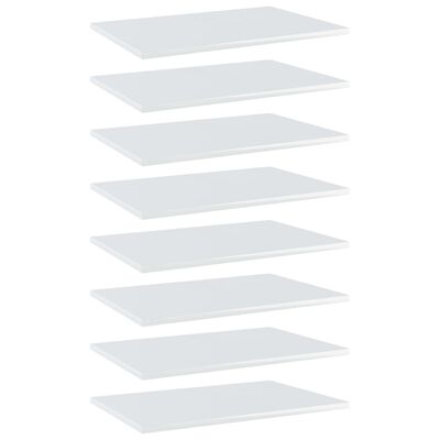 vidaXL plauktu dēļi, 8 gab., spīdīgi balti, 60x40x1,5cm, skaidu plātne