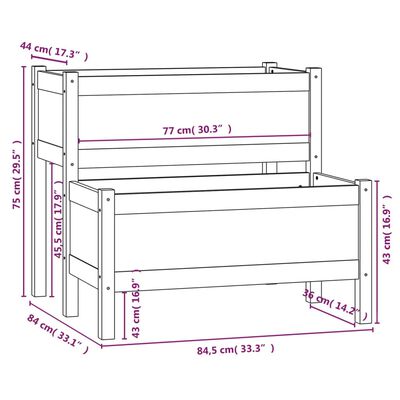 vidaXL puķu kaste, medus brūna, 84,5x84x75 cm, priedes masīvkoks