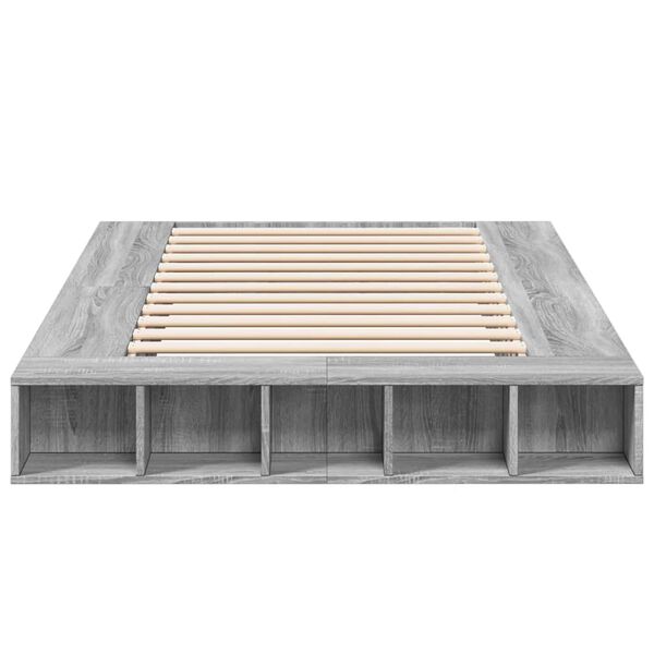 vidaXL gultas rāmis, pelēka ozolkoka, 140x190 cm, inženierijas koks