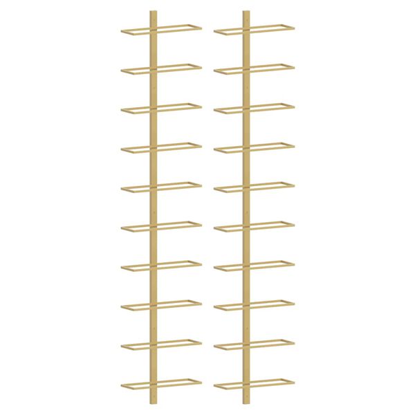 vidaXL vīna pudeļu sienas plaukti 10 pudelēm, 2 gab., zeltains metāls