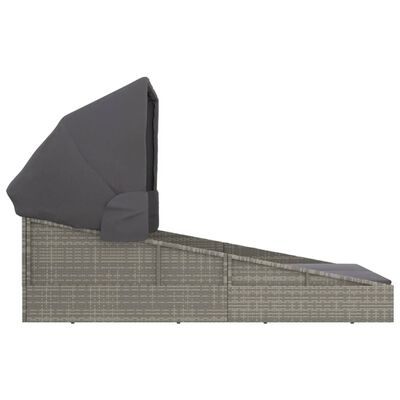 vidaXL sauļošanās gulta ar jumtu, 200x114x128 cm, PE rotangpalma