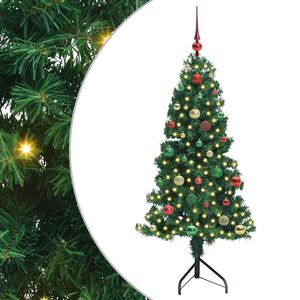 vidaXL Stūra mākslīgais Ziemassvētku koks Zaļa 150 cm PVC un metāls
