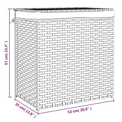vidaXL veļas grozs, 2 nodalījumi, 53x35x57 cm, melna PE rotangpalma