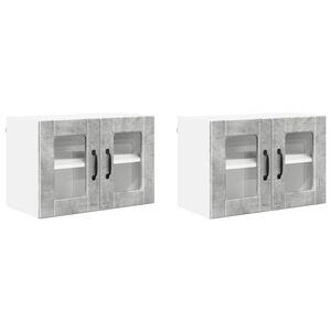vidaXL Sienas stikla skapis PORTO 2 pcs Betona pelēks 60 x 31 x 40 cm