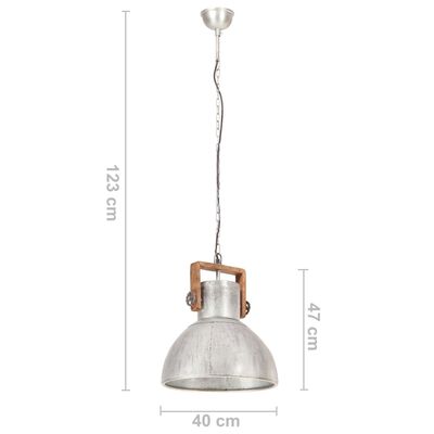 vidaXL griestu lampa, industriāls dizains, sudrabaina, 25 W, 40cm, E27