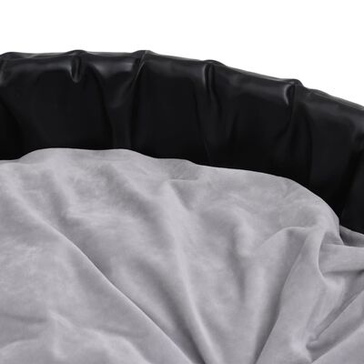 vidaXL suņu gulta, melna ar pelēku, 90x79x20 cm, plīšs, mākslīgā āda