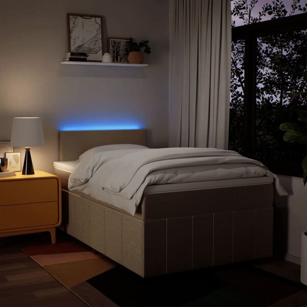 vidaXL atsperu gulta ar matraci, krēmkrāsas audums, 120x190 cm