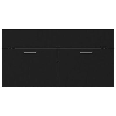 vidaXL vannasistabas mēbeļu komplekts, melns, skaidu plāksne