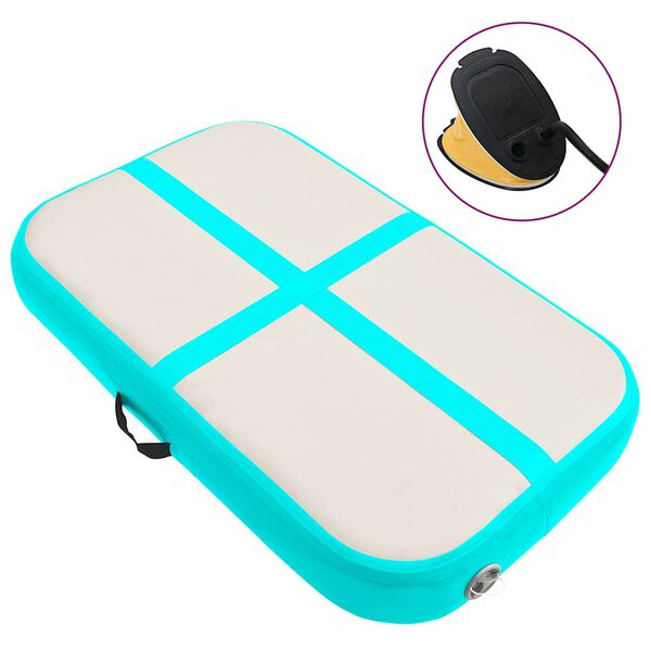 vidaXL piepū&scaron;ams vingro&scaron;anas paklājs ar pumpi, 60x100x10 cm, zaļ&scaron; PVC