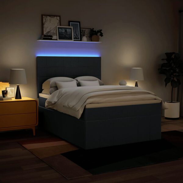 vidaXL atsperu gulta ar matraci, zils, 160x200 cm, audums