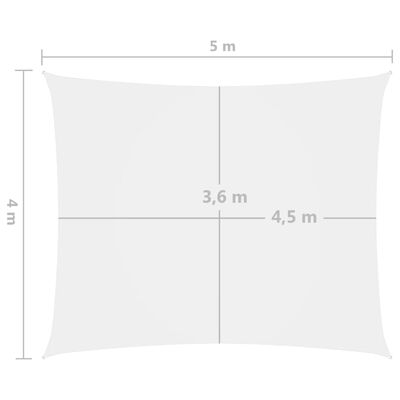 vidaXL saulessargs, 4x5 m, taisnstūra forma, balts oksforda audums