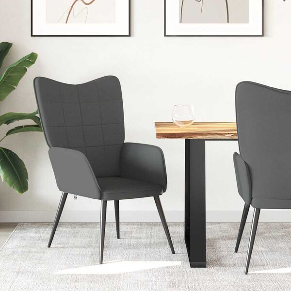 vidaXL atpūtas krēsls, tum&scaron;i pelēks audums