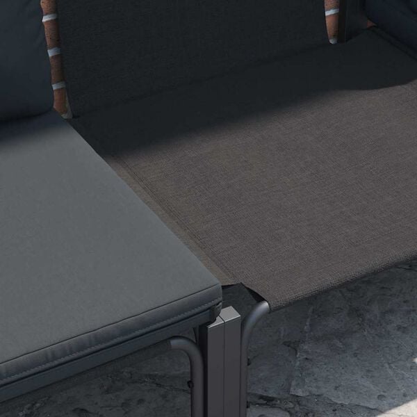 vidaXL Dārza dīvānu komplekts ar spilvenu 13 pcs Melna Tērauds