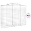 vidaXL arkveida gabiona grozi, 15gb., 200x50x160/180cm, cinkota dzelzs