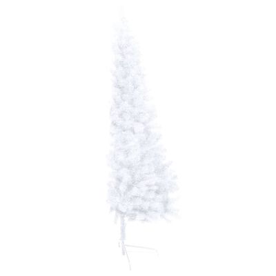 vidaXL mākslīgā Ziemassvētku egle, LED, rotājumi, pusapaļa, 210 cm