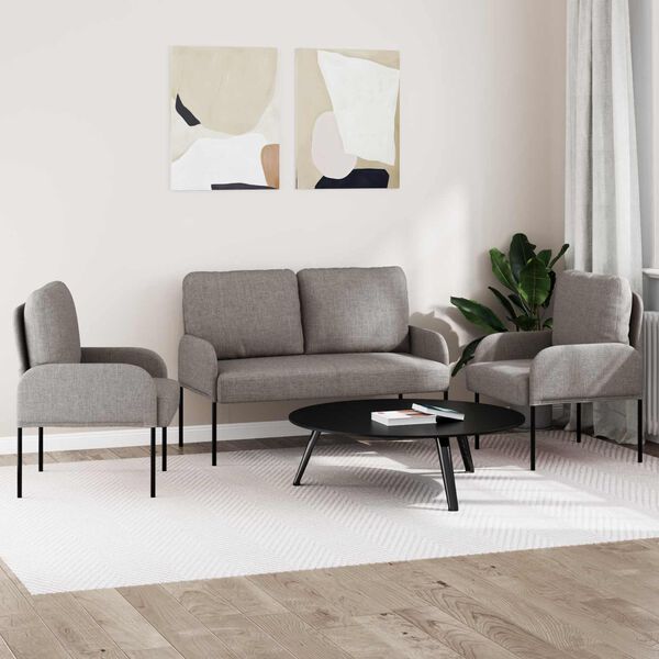 vidaXL Dīvāna komplekti 3 pcs Pelēkbrūna 115 x 56 x 80 cm Saplāksnis