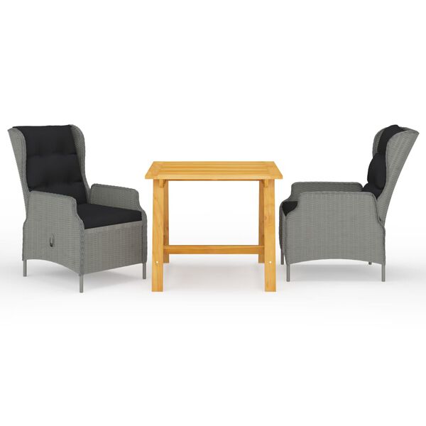 vidaXL 3-daļīgs dārza mēbeļu komplekts, gai&scaron;i pelēks