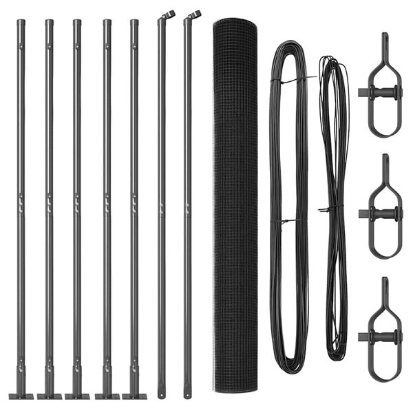 vidaXL Žoga āķis Pelēka 10 x 1,4 m (12 x 12 mm siets) Tērauds un PVC